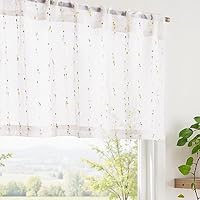 Vista 24 de jinchan Cenefa de lino para ventana de sala de estar de 16 pulgadas, cenefa de ventana de doble capa con filtro de luz, superposición rústica