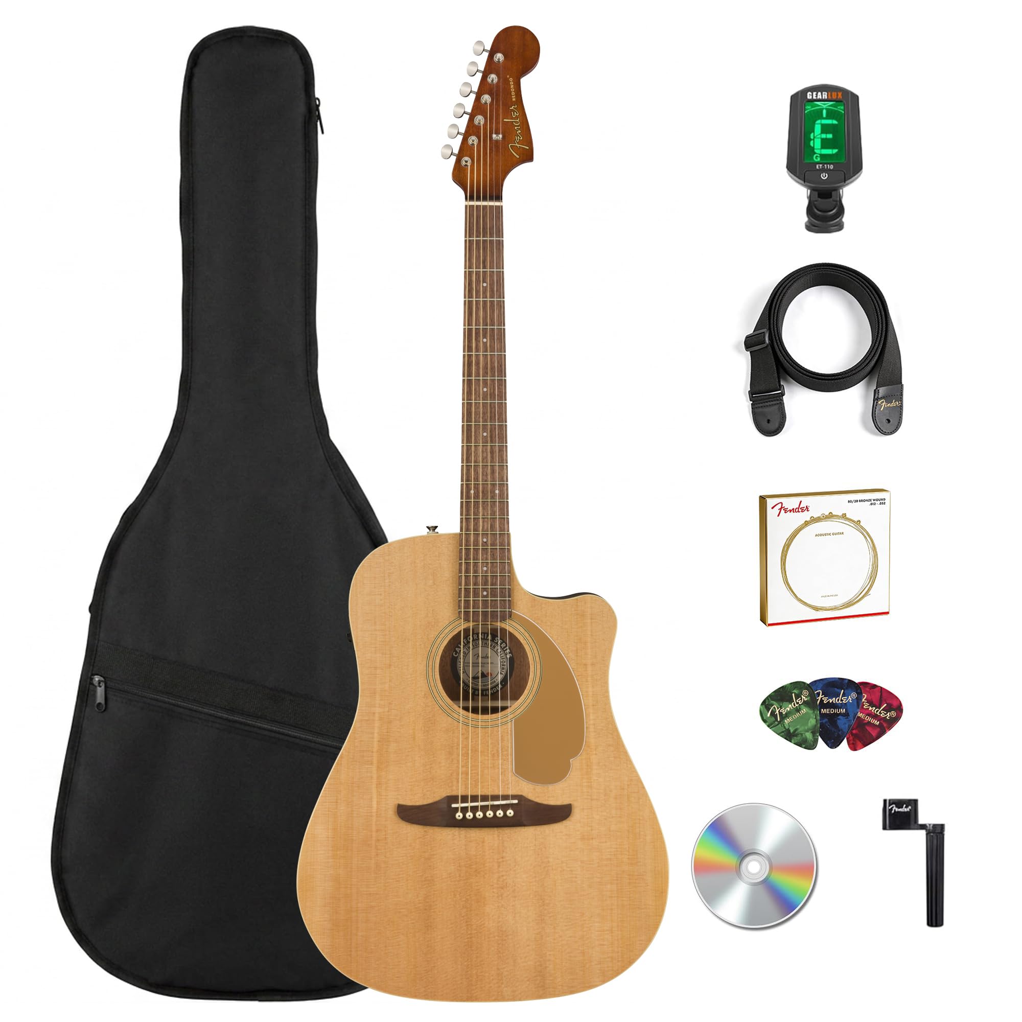 Amazon.com: Fender Redondo Player Acoustic Electric Guitar Bundle