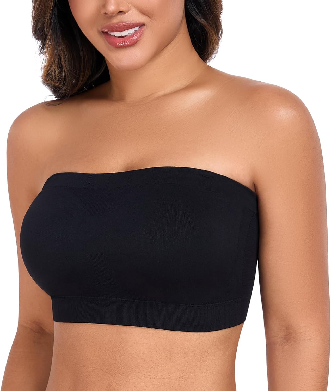 DotVol Women’s Strapless Bandeau Wireless Bra Plus Size Lightly Padded Seamless Tube Top Everyday Bralette