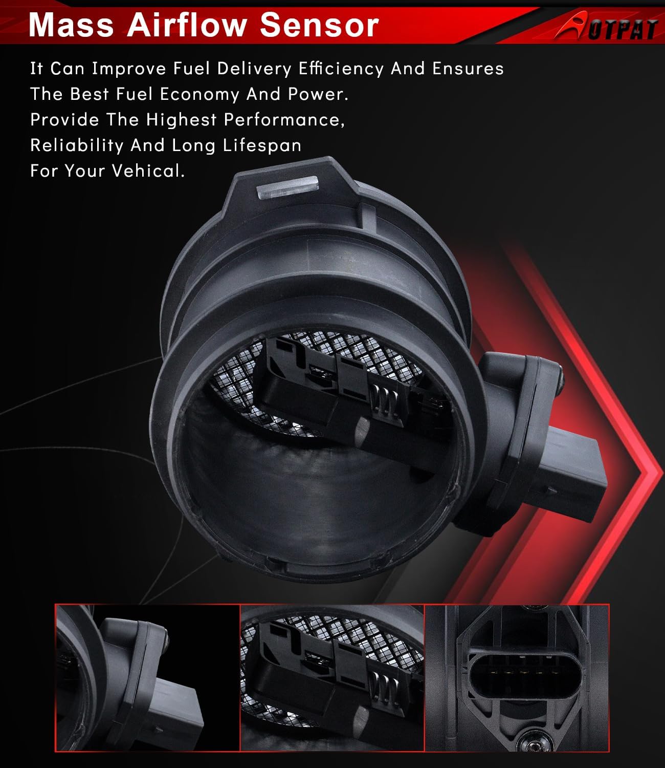 Mass Air Flow Sensor Meter W/ 5-Pin [fits 3.2 4.3 5.0 5.5 5.8L] Compatible for:-Mercedes-Benz C,CL,CLK,ML,S,SL,SLK Class [W202 W203 C215 W211 W463 W251 W220 R171] OE# A1130940048