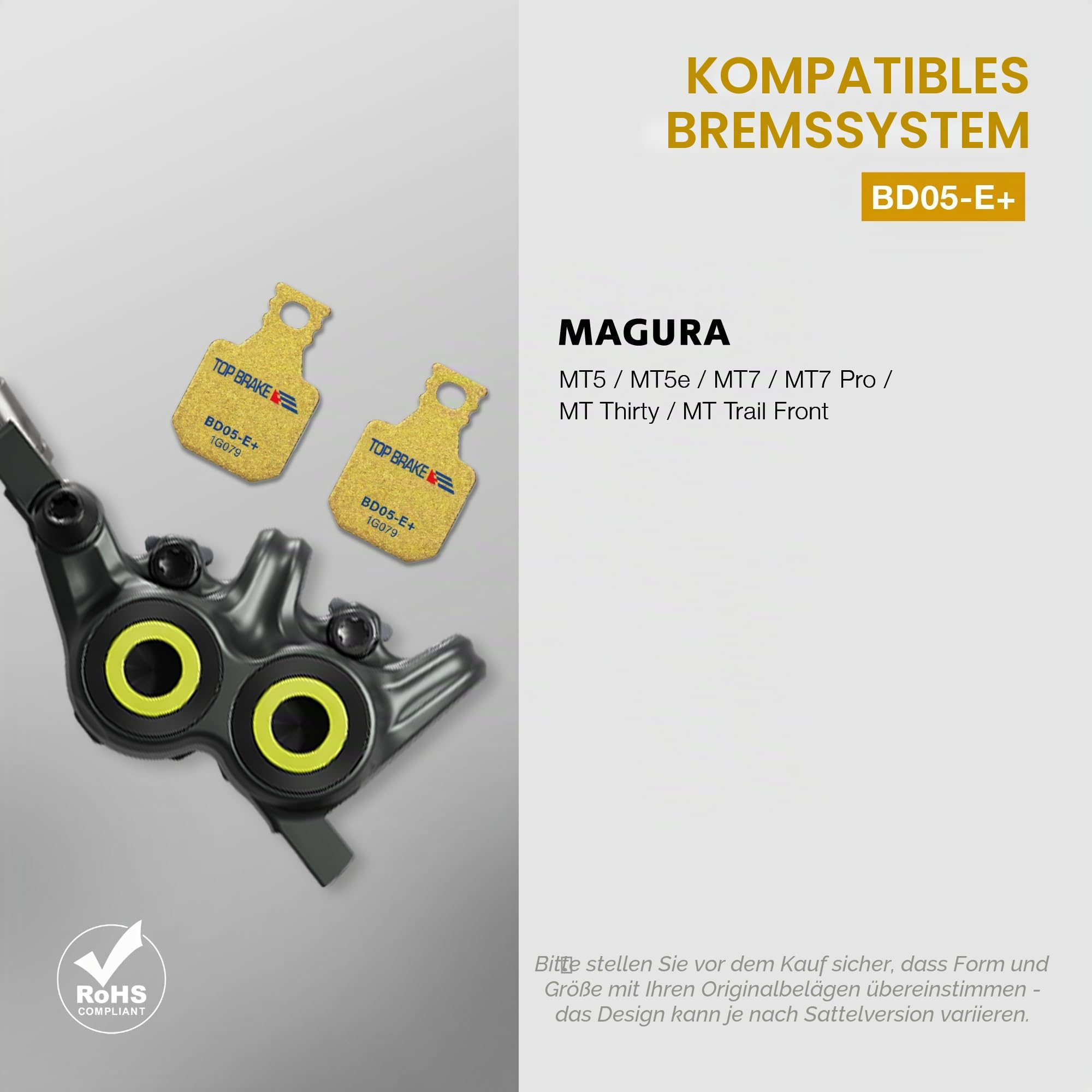 TOP BRAKE Scheibenbremsbeläge kompatibel mit MAGURA MT5 MT5E MT7 MT7 PRO MT Trail Front MT Thirty | MTB eMTB Trail All Mountain Downhill Enduro Race | 2026 iF Design Award