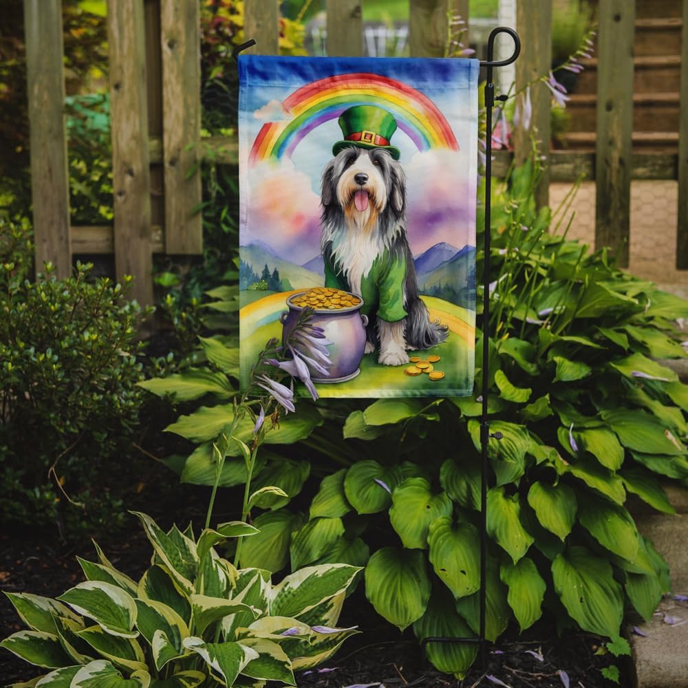 Caroline's Treasures DAC5485GF Bearded Collie St Patrick's Day Garden Flag Mailbox Flag Decorative Yard Flag Banner Outside Patio Artwork Yard Flower Beds, Garden Size, Multicolor
