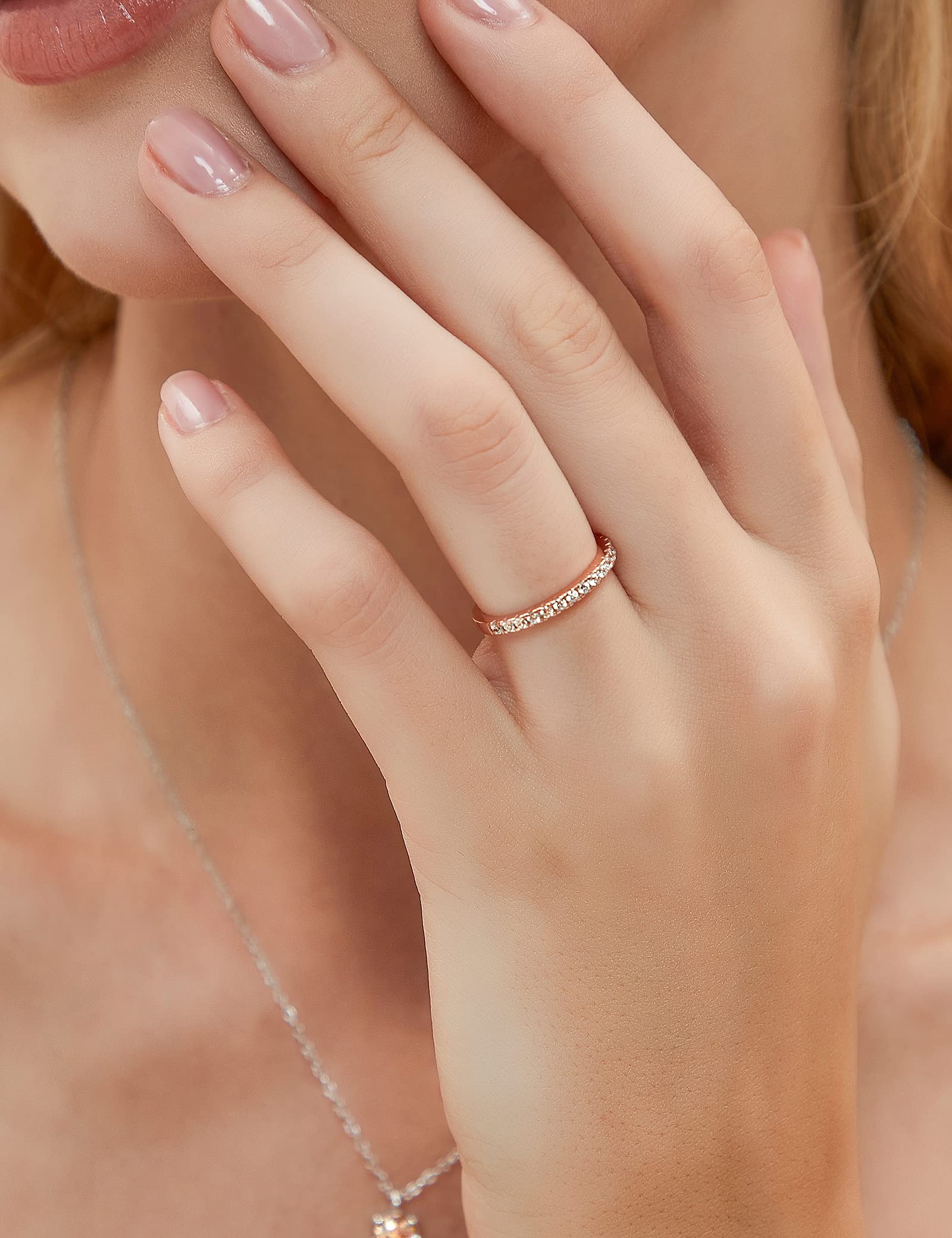 Snapklik.com : 2mm 14K Rose Gold Plated Wedding Band Cubic Zirconia ...