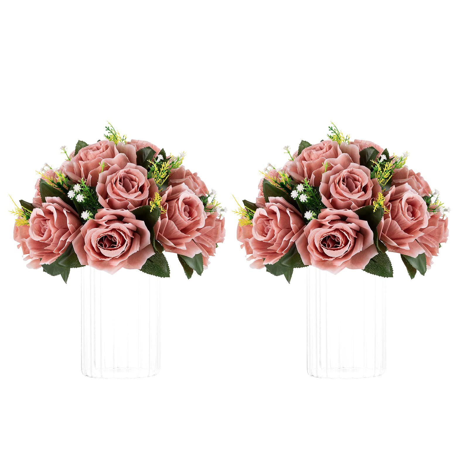 Fleurs de mariage pour centre de table déco anniversaire rose 2 pcs