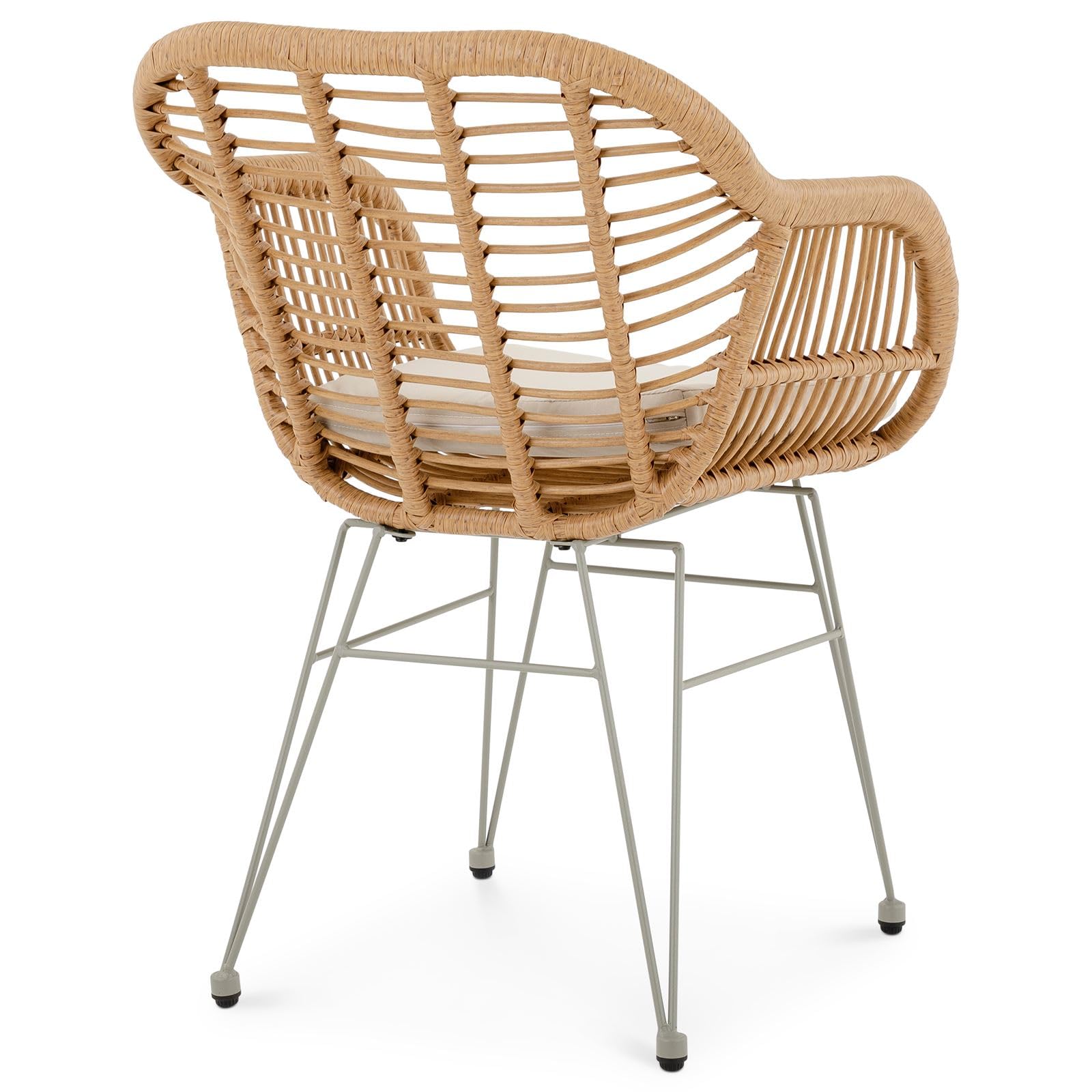 IDIMEX Lot de 2 chaises de Jardin Paramo, Imitation rotin Brun et Beige Fauteuil d'extérieur pour terrasse ou Balcon résistant aux UV, 4 Pieds en métal Anti-Rouille et Coussin d'assise Blanc