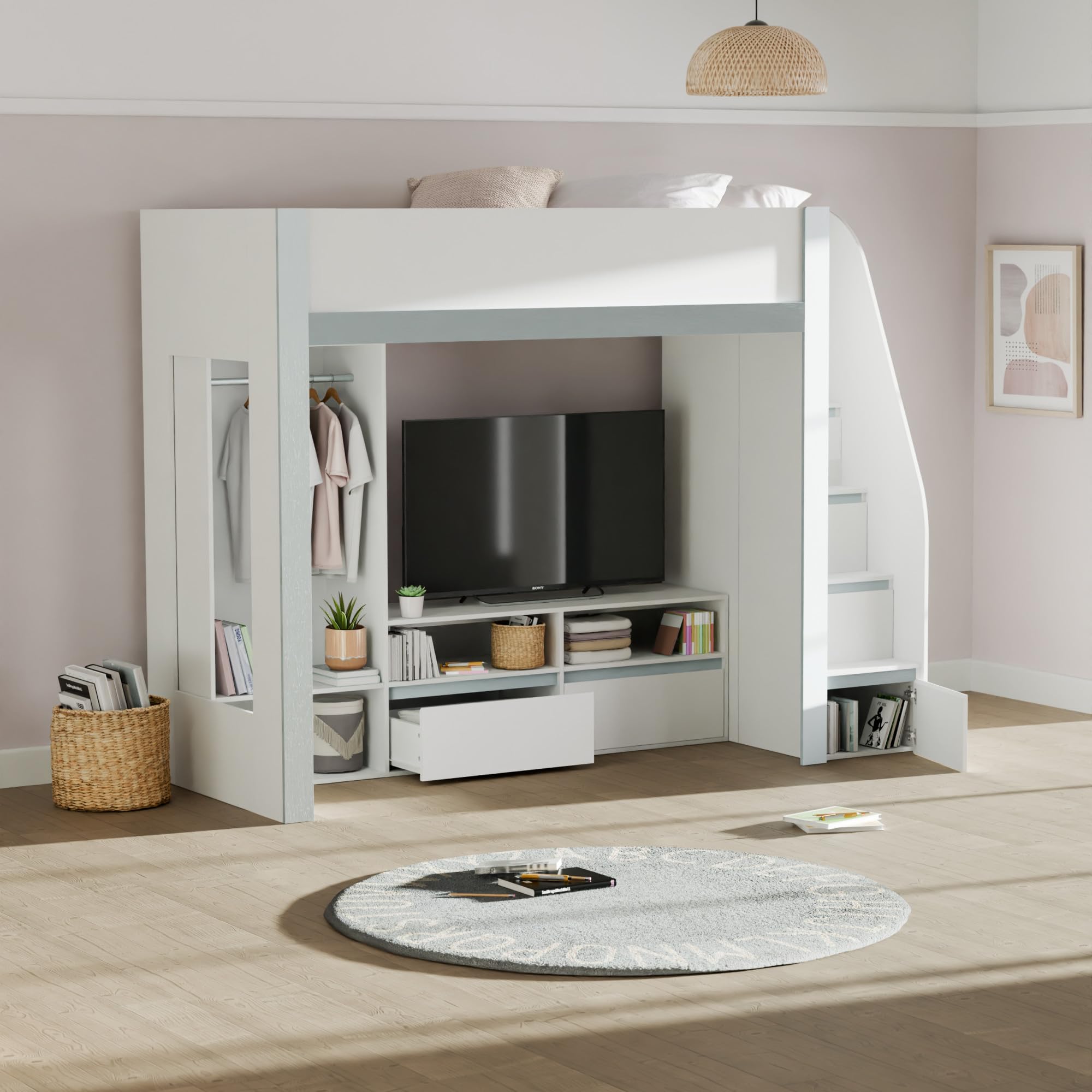 Julian Bowen Gaia 90Cm Single White Highsleeper Loft Tv Bed With Storage from B&Q