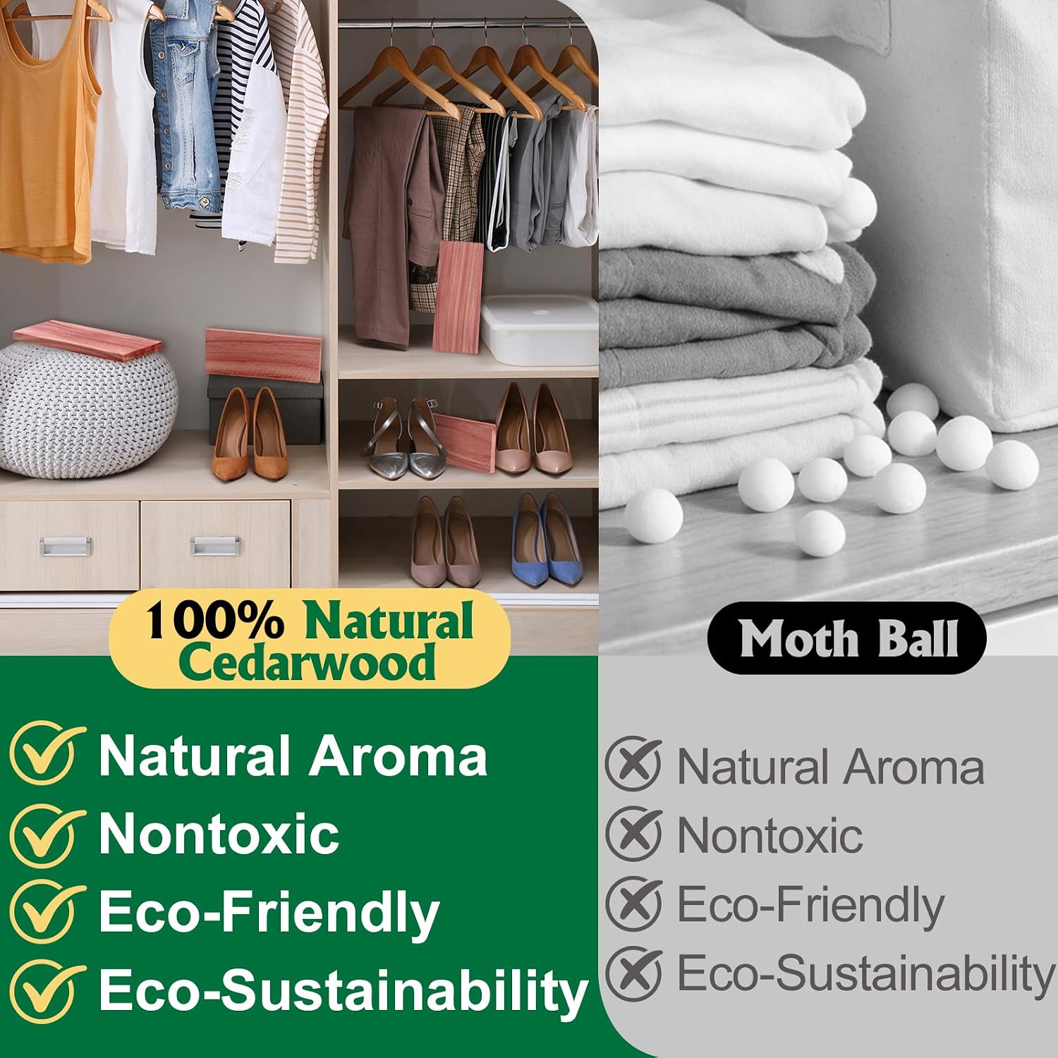 ESRICH Cedar Blocks for Clothes Storage, 24 Pack 100% Natural Cedars
