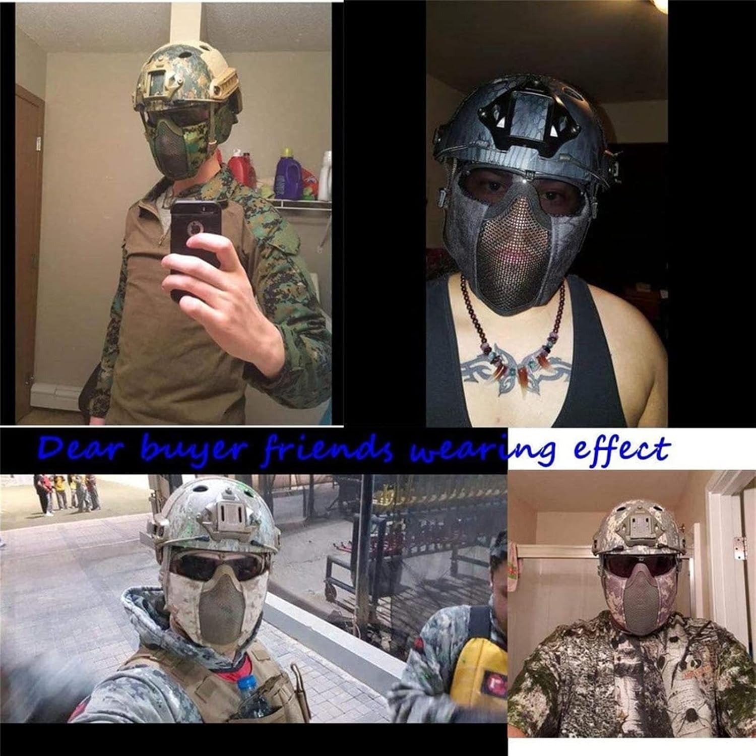 Tactical Fast Helmet & Protect Earfoldable with Foldable Half Face Mesh Mask and Goggles for Airsoft Paintball Hunting Shooting Outdoor Sports CS Game Se