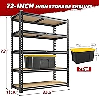 Vista 3 de REIBII Estantes de almacenamiento de 2020 LBS, estantería de garaje de 5 niveles, estantes de garaje ajustables y resistentes, estante de utilidad