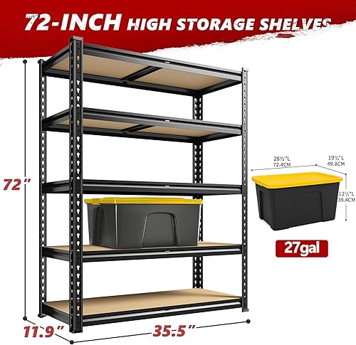 Miniatura 3 de REIBII Estantes de almacenamiento de 2020 LBS, estantería de garaje de 5 niveles, estantes de garaje ajustables y resistentes, estante de utilidad,