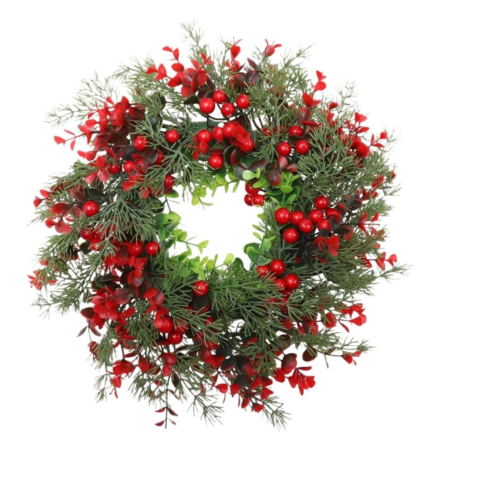 Wreaths Wreath With Red Berries And Garland Rustic Farmhouse Holiday Decoration For Indoor Outdoor(45CM)