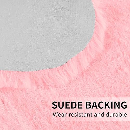 Miniatura 4 de Alfombra en forma de oso, bonita alfombra para dormitorio, suave, rosa, esponjosa, de pelo sintético, peluda, alfombra para niños, para