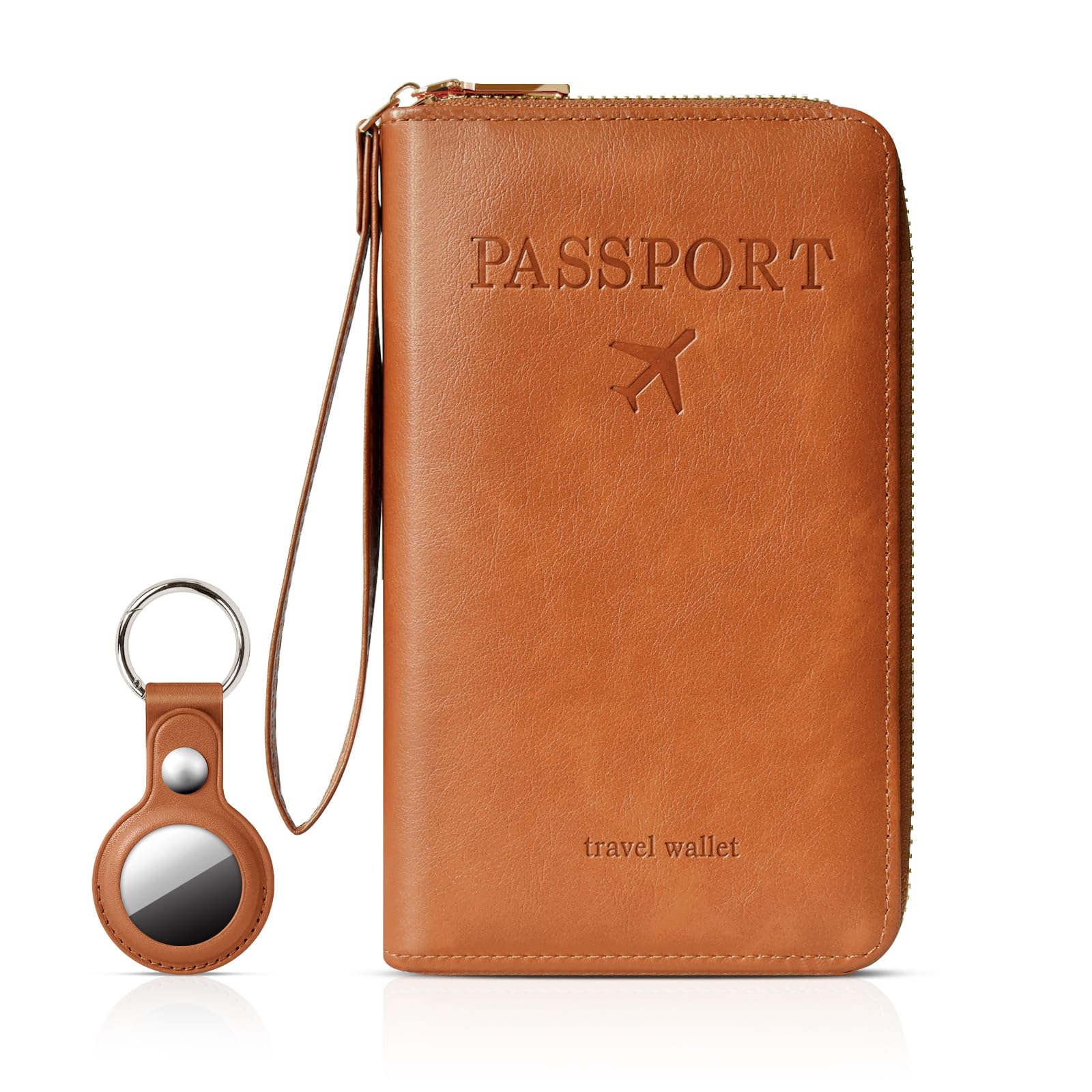 Passport Holder with External Smart Tracker Slot – Waterproof Travel Wallet with Zipper for Men & Women, Slim Passport Cover Organizer for Travel