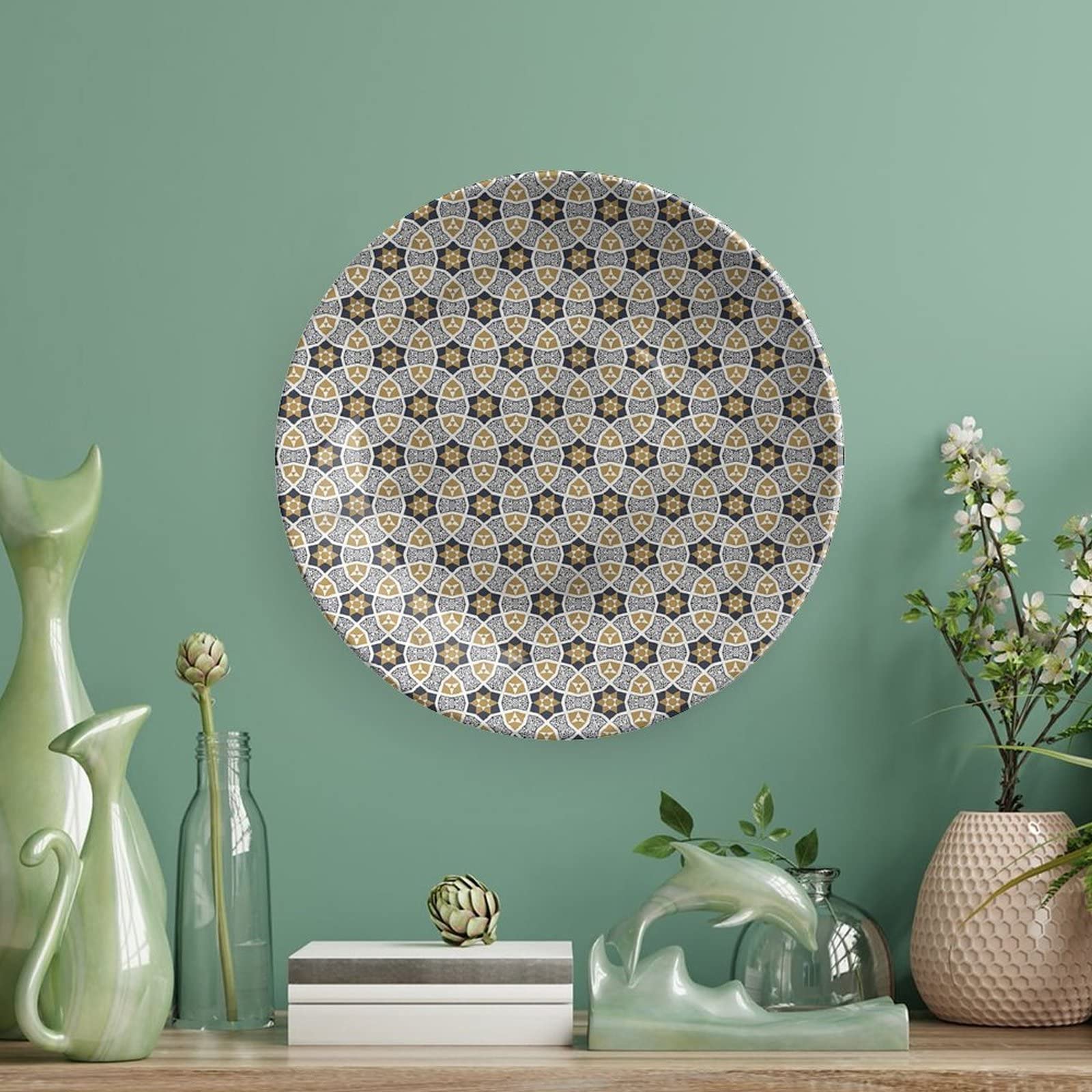 XISUNYA 8 Inch Decorative Plate, Arabic Ceramic Plate, Star