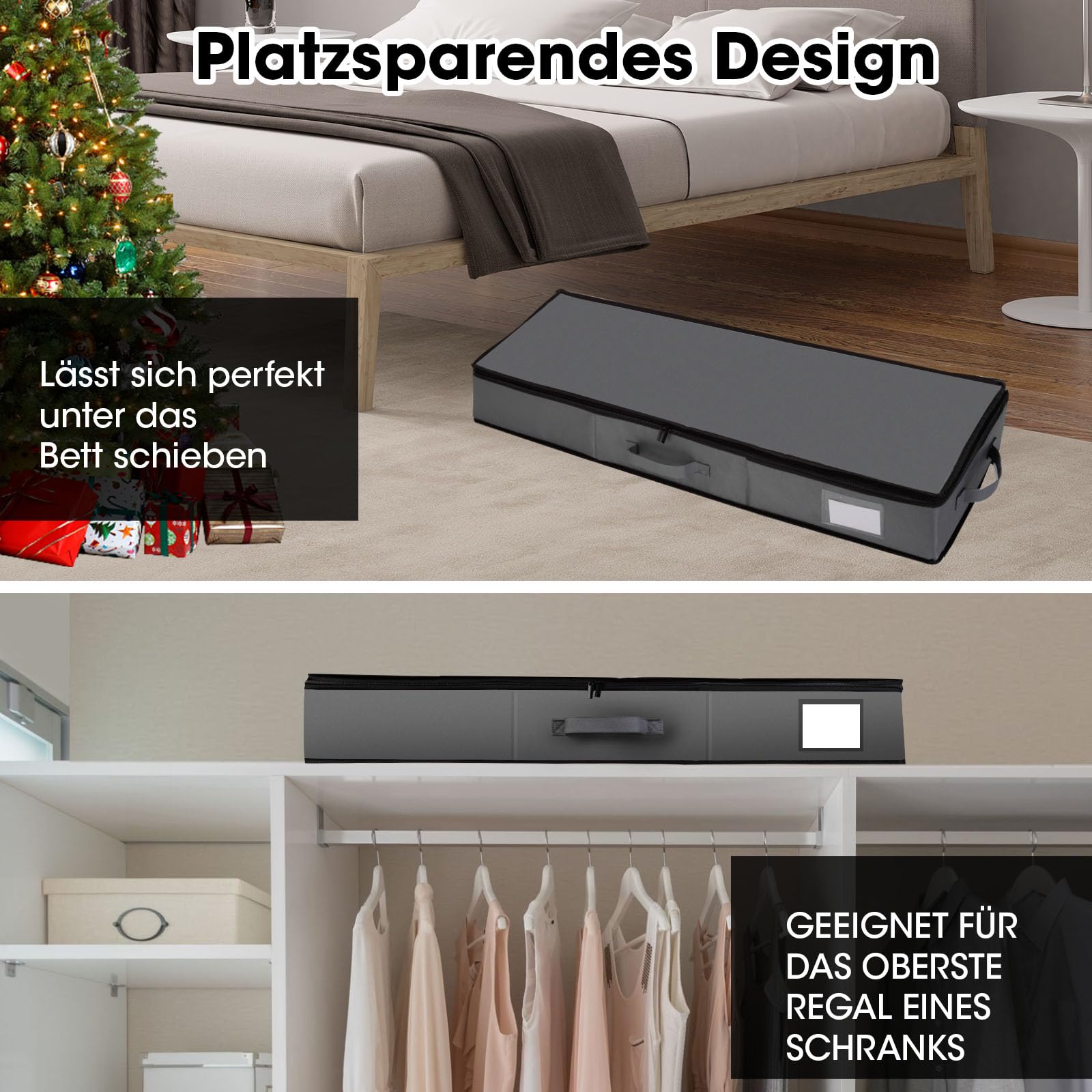 Cong.Lai Geschenkpapier Aufbewahrung: Aufbewahrungstasche für Geschenkpapier - Wasserdichtes 600D Oxford Gewebe - Geschenkpapierrollen Organizer mit Fächern 90x30x12cm Grau (Packung mit 2)