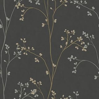 RoomMates Blossom Stripe Black Peel & Stick Wallpaper - Cherry Blossom Trees on Black, Removable 20.5x18ft Roll RMK12808PL