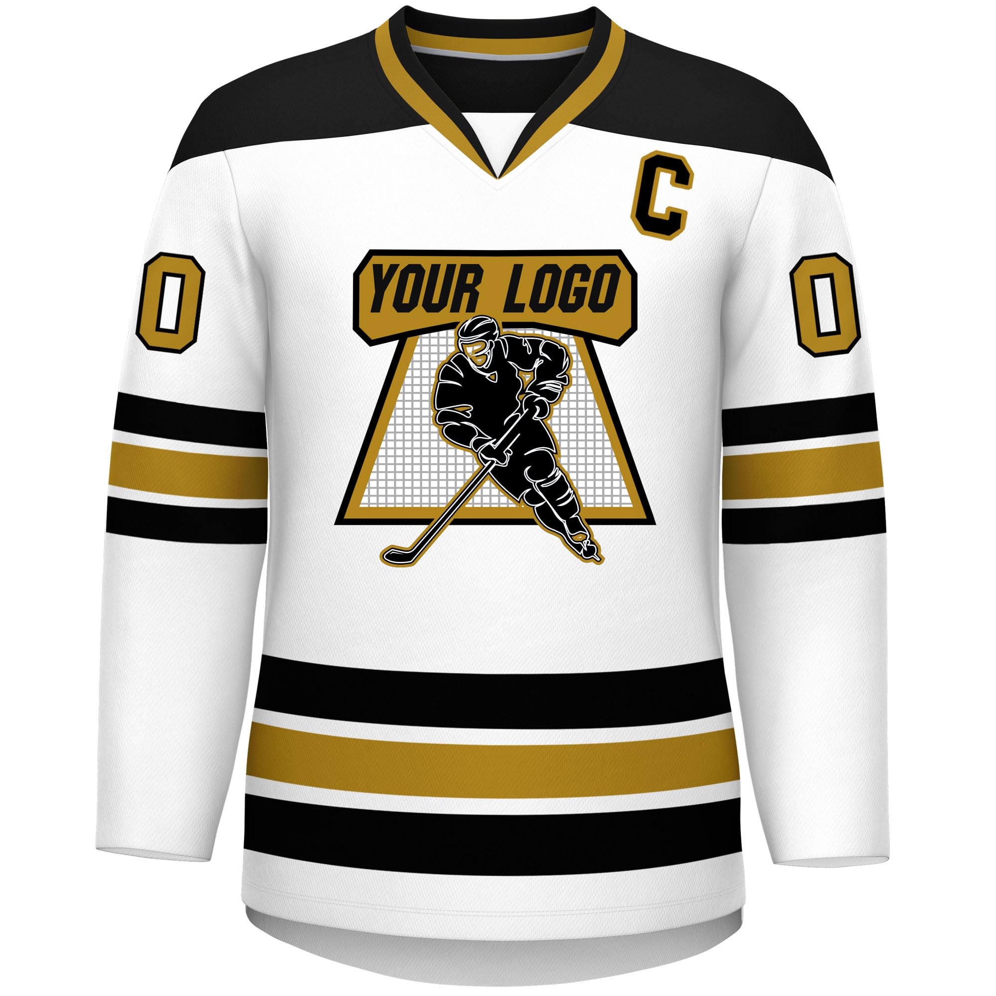 Custom Hockey Jersey Stitched or Printed Name Number V-Neck Athletic Jersey