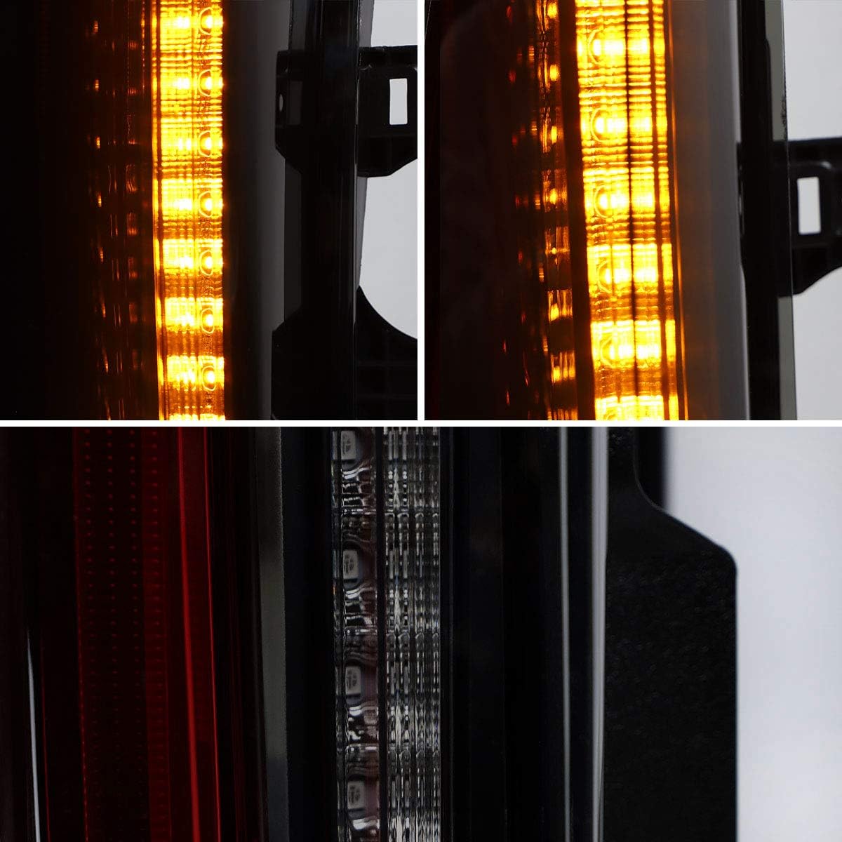 YUANZHENG Full LED Tail Lights Assembly for GMC Yukon 2015 2016 2017 2018 2019 2020, Plug & Play Rear Lamps with Amber Turn Signal, YAB-GMC-0268, Driver & Passenger Sides (Smoke)