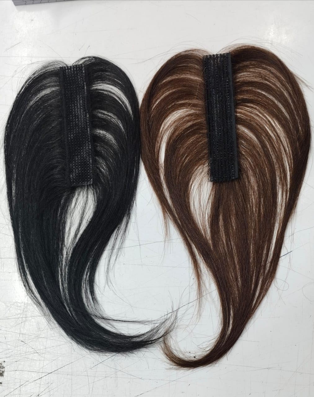 Velcro Clipless Topper - Human Hair Extensions for thinning hair(10-12 inches) - Human Hair Topper (Brown)-image-30