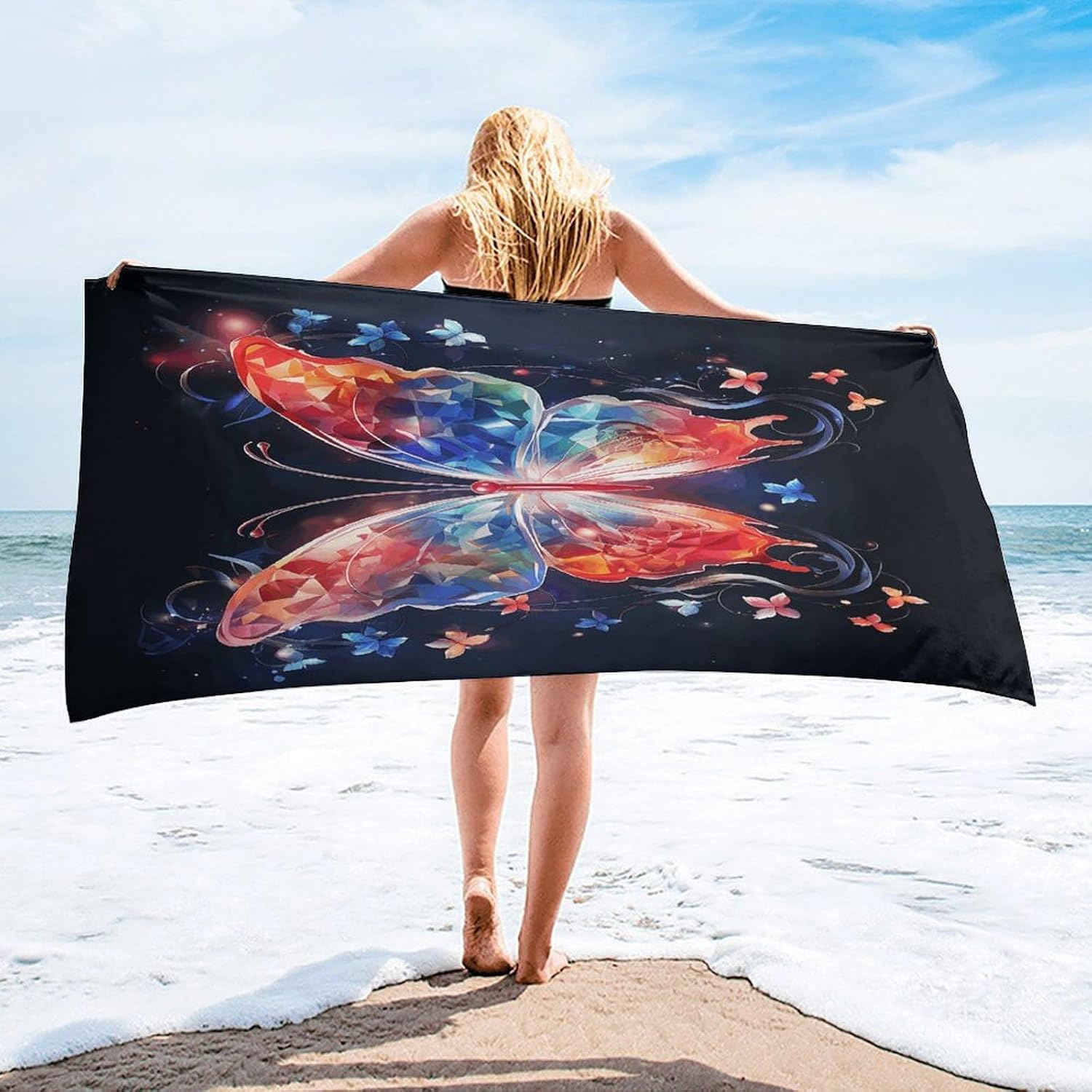 Musica Butterfly Towel Vacation Accessories Essentials Soft Lighterweight，Bath Towel for Adults Women Men，Bath Towels Gift for All Occasions, Machine Washable.