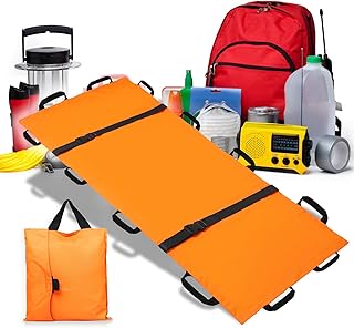 Portable Transport Stretcher with 12 Handles,Dog Stretcher & Gurney with Carrying Bag Patient Animal Mover Travel Size Emergency Casualty Evacuation-Capacity 400lbs (Orange)