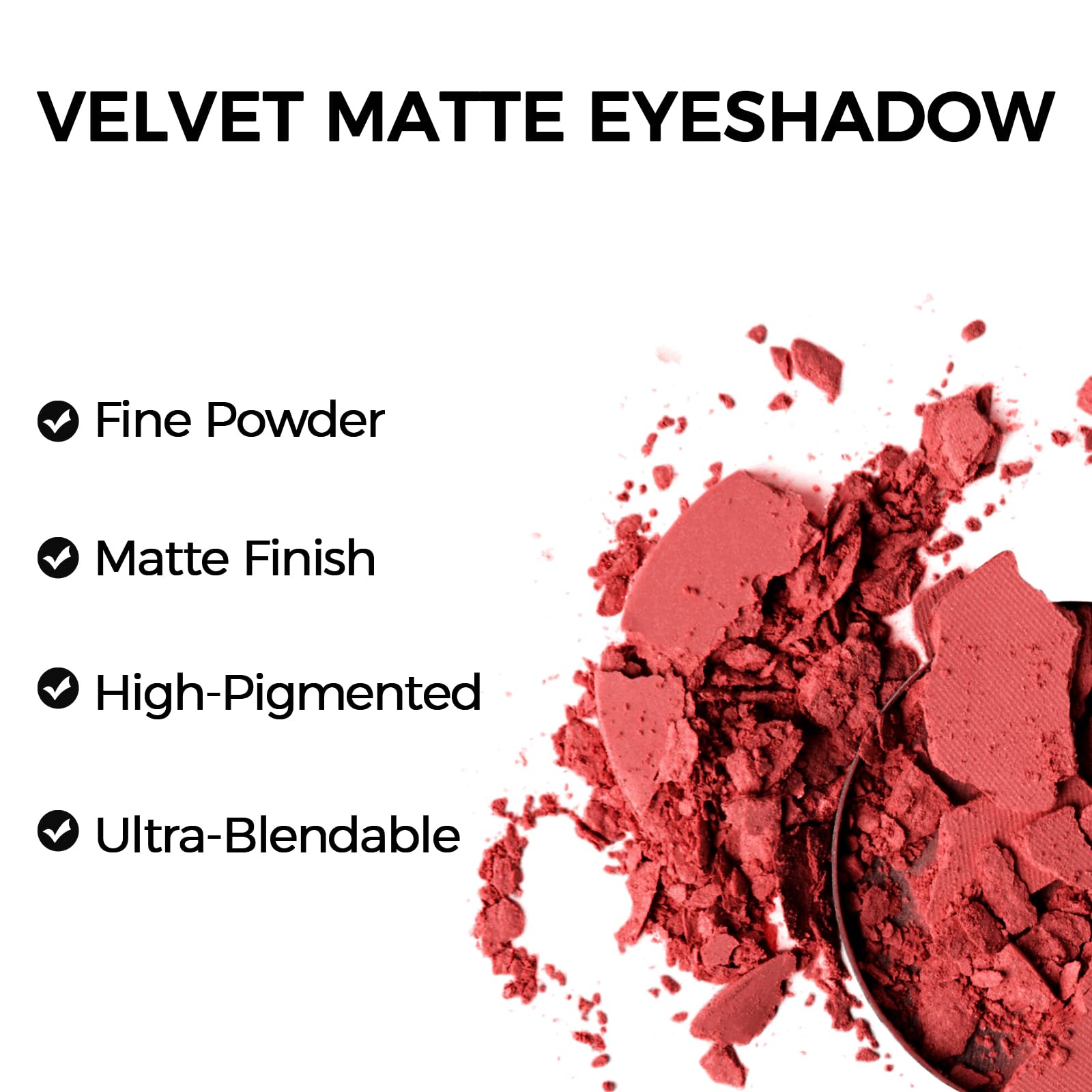 Erinde Palette de fards à paupières rouge uni, tons nudes mats, waterproof, haute pigmentation et longue durée