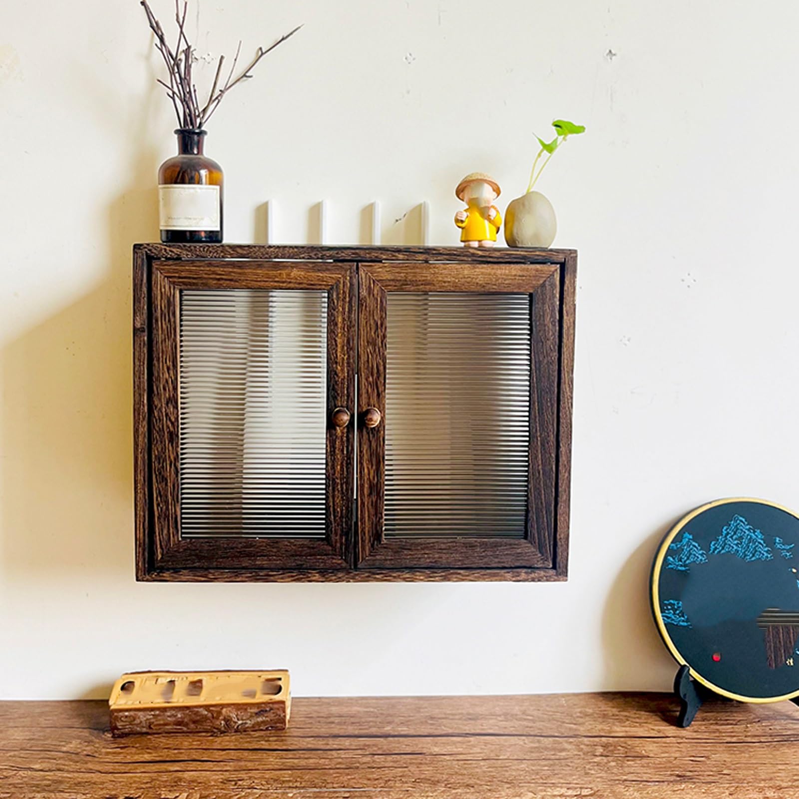 Support mural pour routeur, modem en bois avec 2 portes pour la maison et le bureau, design peu encombrant