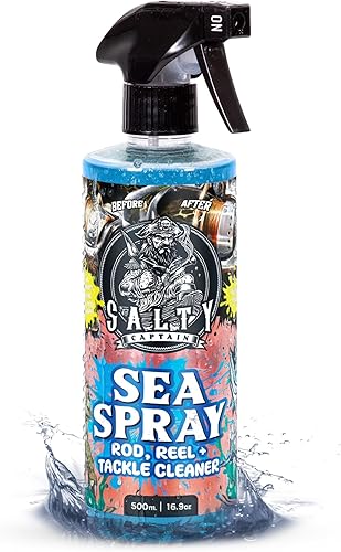 Salty Captain Sea Spray – Limpiador de carretes de pesca 16.9 fl oz – Removedor de sal para cañas, carretes y aparejos – Previene el óxido y la
