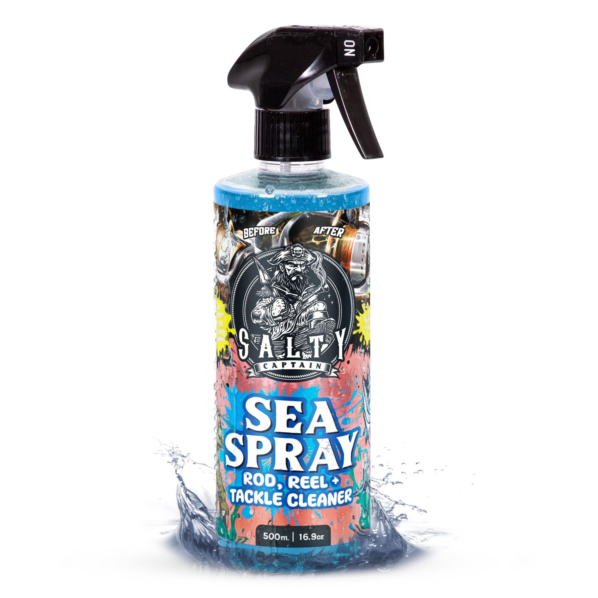 Salty Captain Sea Spray Fishing Reel Cleaner Spray 500ml Salt Remover for Rods Reels Tackle Prevents Rust Corrosion