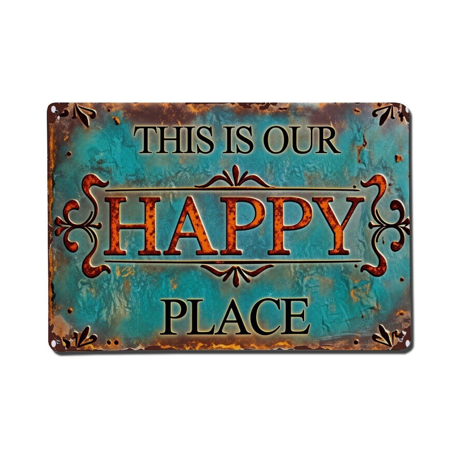 Rustic Metal Sign With Ornate Design Vintage Tin Sign Retro Metal Wall Decor Metal Poster, Home Bar Garage Farmhouse Cafe Wall Art Decoration 8x12Inches
