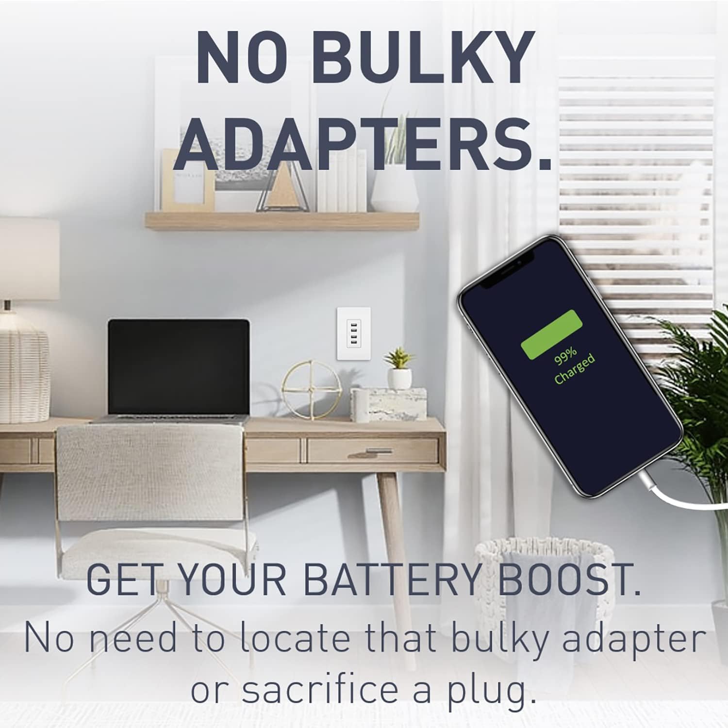 Legrand radiant TM8USB4WCCV4 Decorator Outlet Quad USB Charger, 4.2 Amp Multi Port Charging Station, White (1 Count)