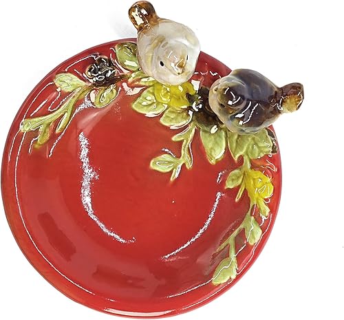 Miniatura 3 de ornerx Jabonera de cerámica de 5 "para ducha, bandeja de jabón vintage, tema de pájaro, bandeja