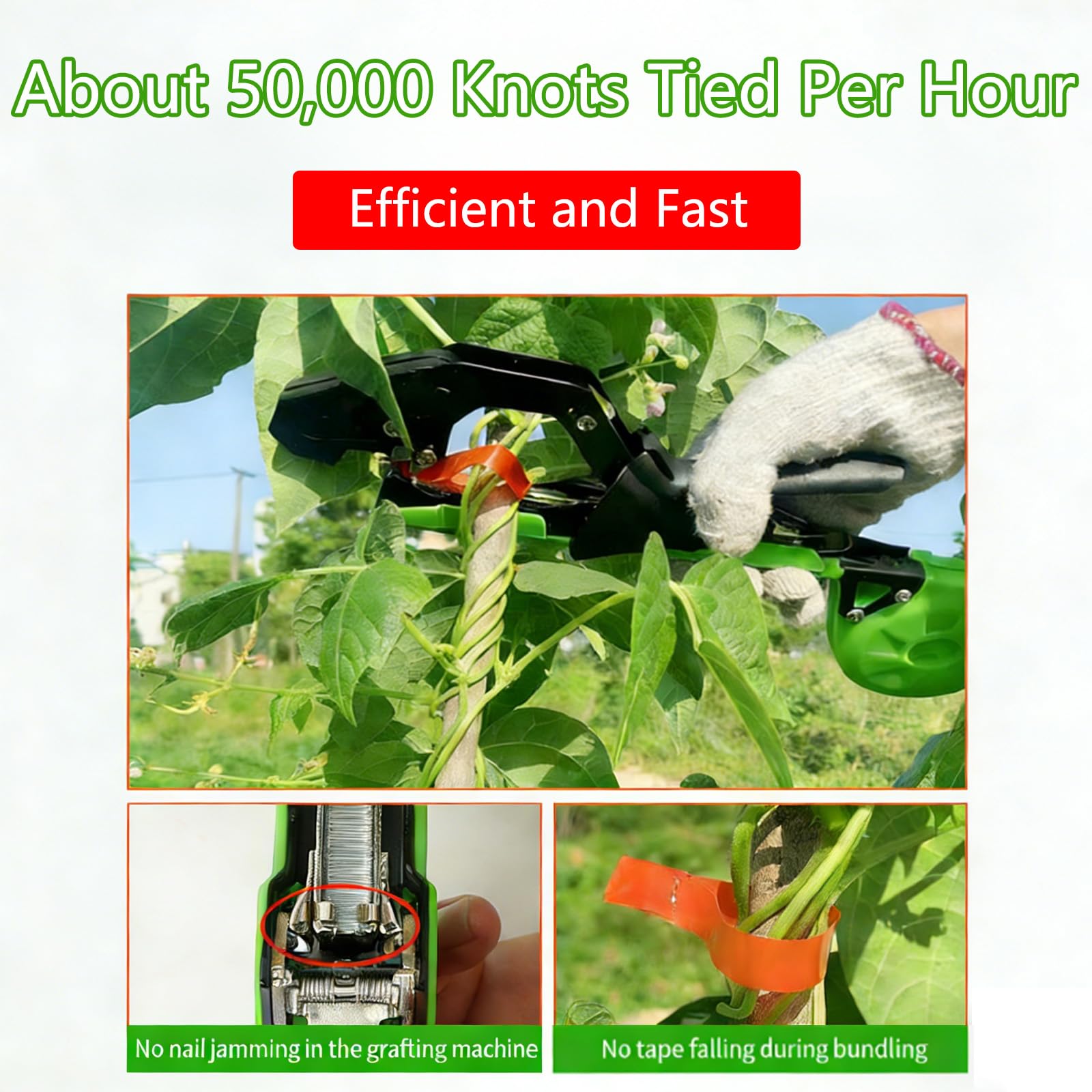 Pflanzenbindemaschine mit Klebeband und Heftklammern – leichter Tapener zum schnellen Binden von Gemüse, Tomaten, Weinreben, Blumen, Garten und Bauernhof