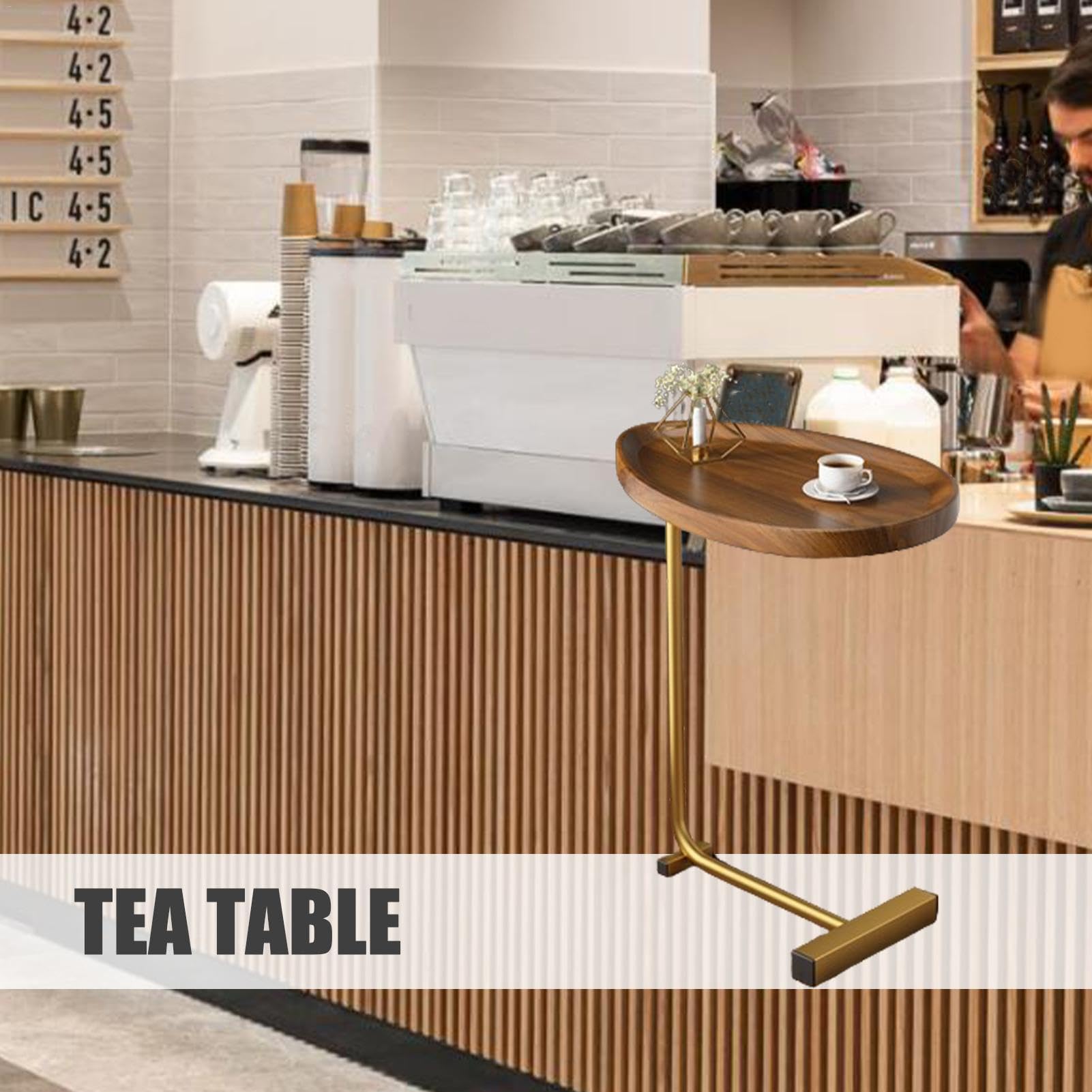 C-förmiger Beistelltisch – Couchtisch, Couchtisch, C-förmiger Beistelltisch | Nachttisch-Tablett, TV-Tablett, Rustikaler Snack-Teetisch Mit Metallrahmen Für Wohnzimmer Und Wohnaccessoires | förmiger Beistelltisch | Nachttisch-Tablett, TV-Tablett, Rustikal