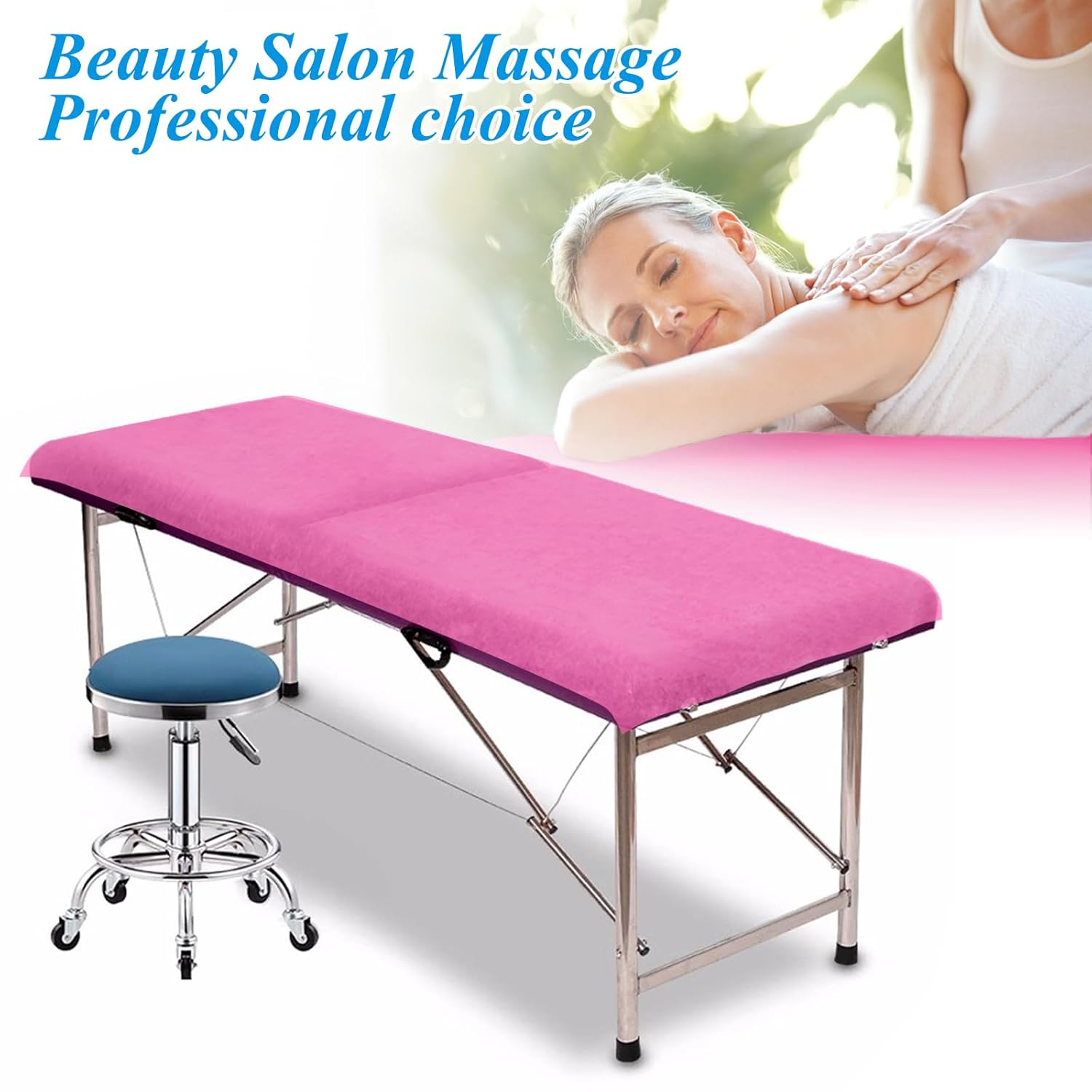 200Pcs Disposable Bed Sheets 31.5"x71"Massage Table Sheets Non-Woven Fabric Bed Covers for Ultimate Hygiene and Comfort in Massage,Tattoo, Beauty and Spa Treatments, Breathable & Durable Sheets(Pink)