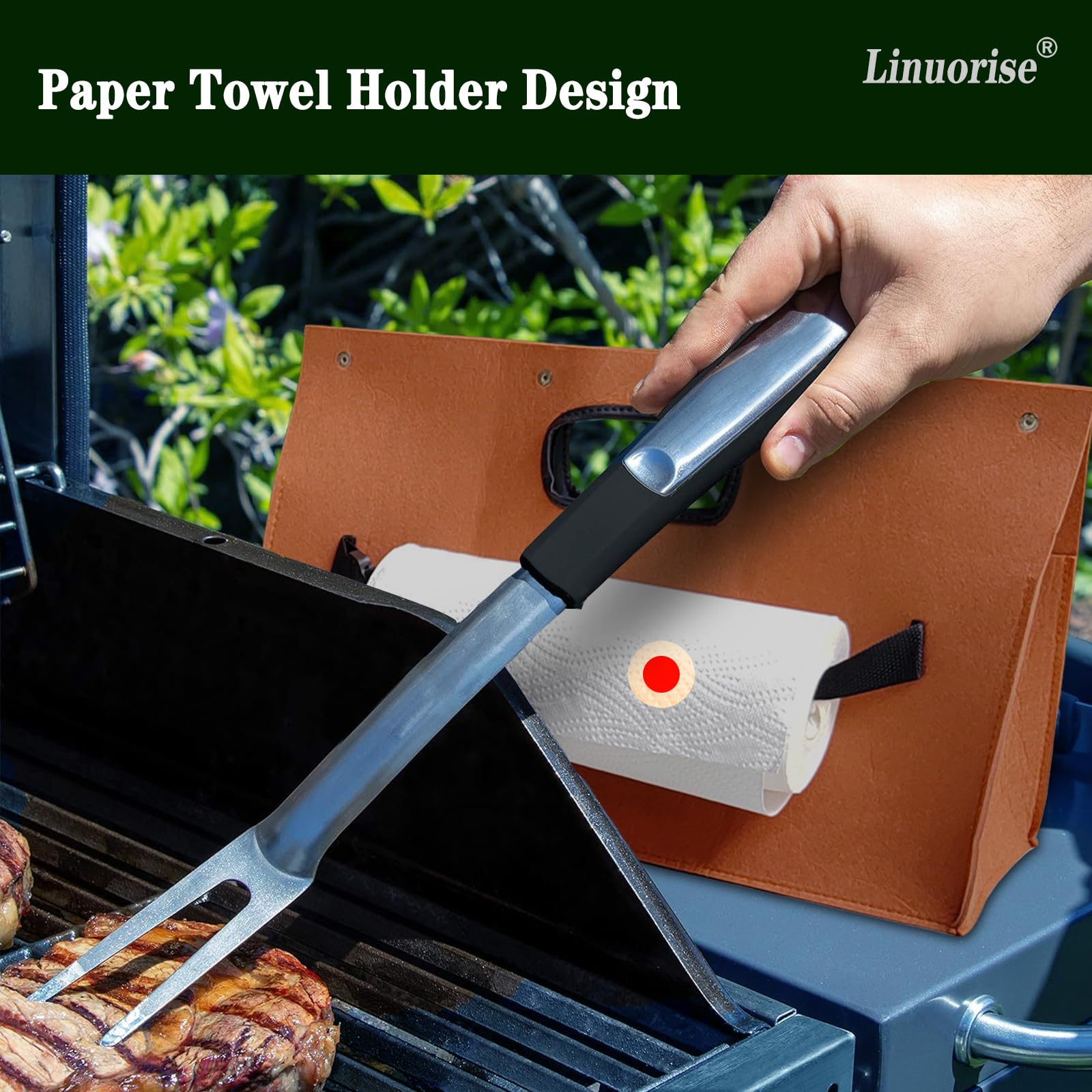 Bolsa de almacenamiento de accesorios para parrilla; organizador de herramientas para barbacoa y parrilla; regalos de barbacoa para hombres (tela de fieltro gruesa) 3