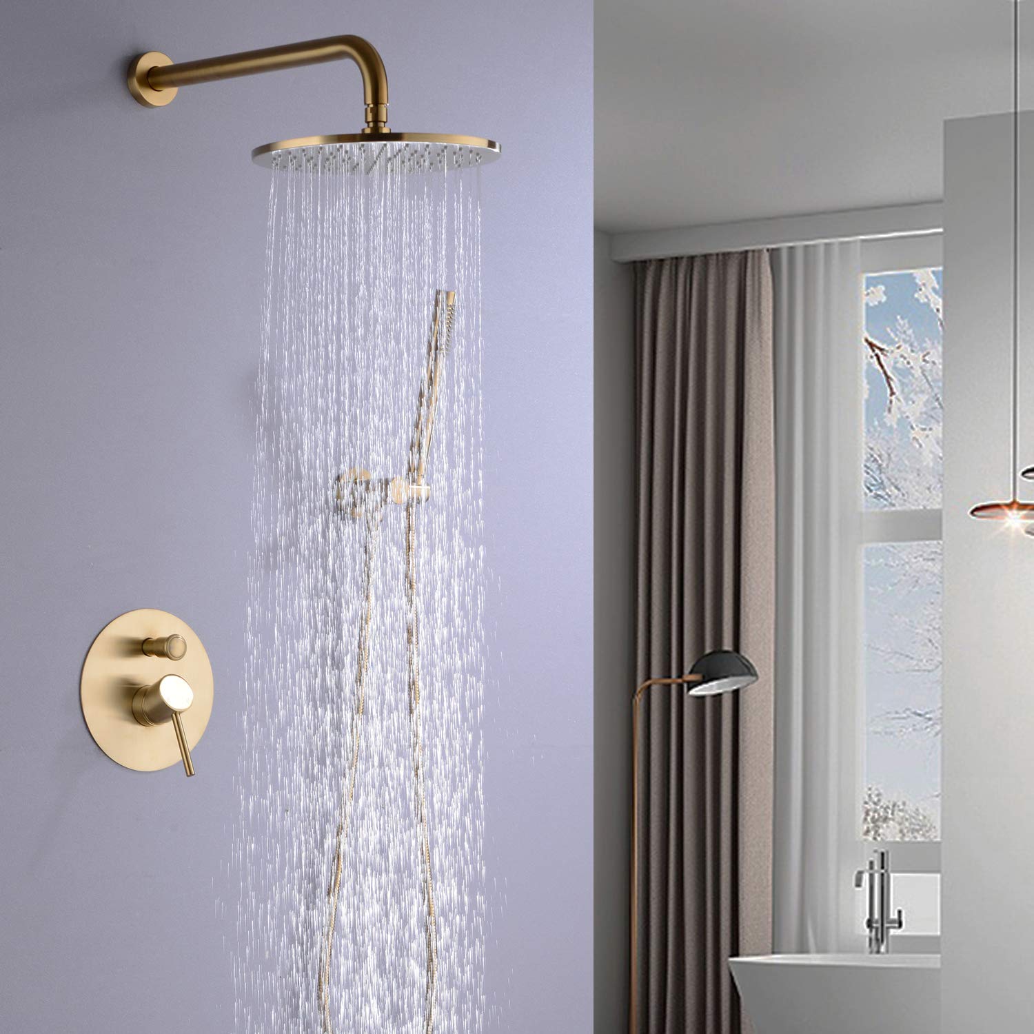 Bathroom Fixtures Bathroom Brass Brushed Gold 10 Inch Ceiling Mount