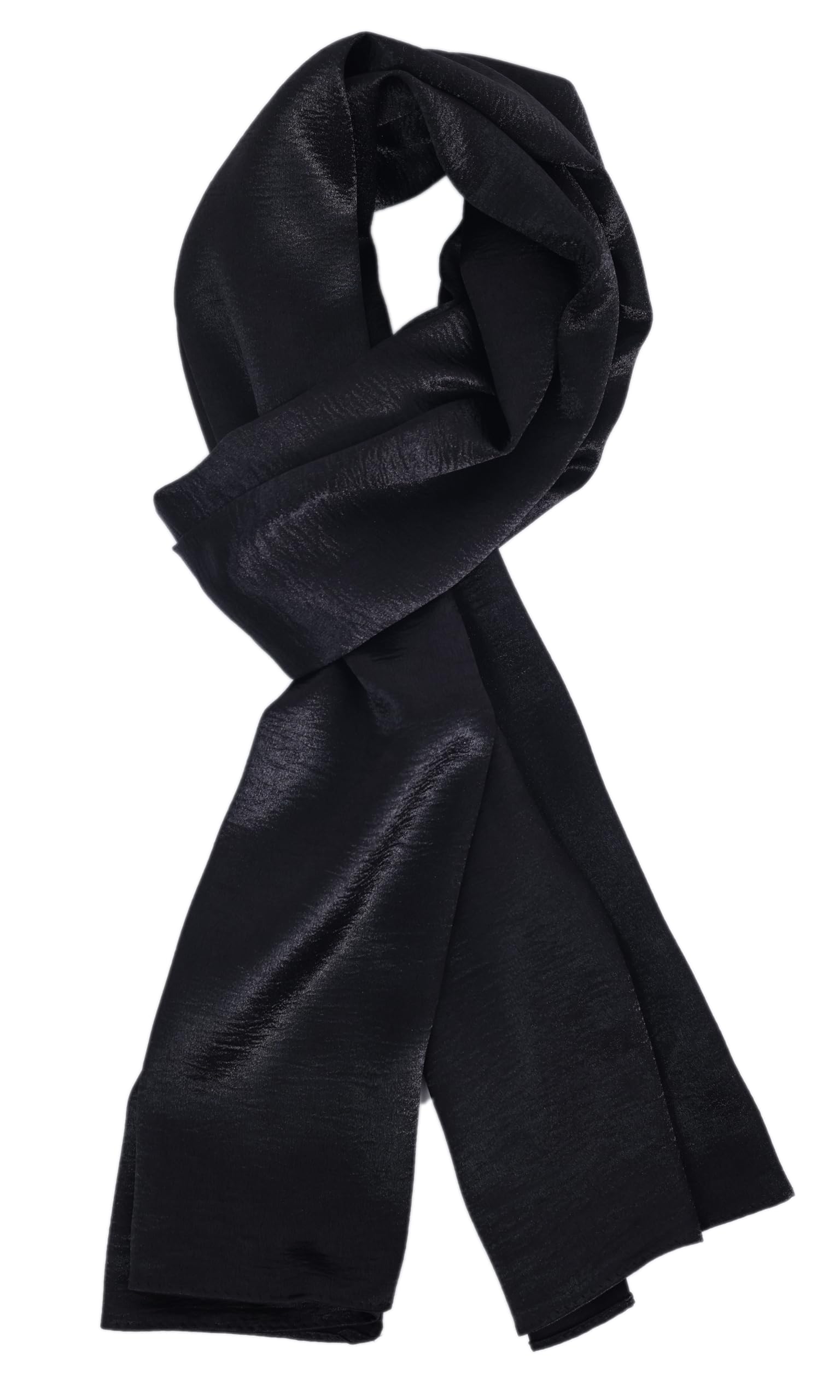 World Of Shawls Women's Black Luxurious Crushed Velvet Hijab Scarf – Soft Lightweight Gold Shawl For – Elegant Modest Wear, Evening Or Daily Styling, Wedding Or Party Scarf (Black)