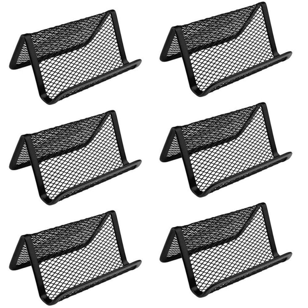 Black Metal Mesh Business Card Holder Desk Business Card Organizer for Desk Office Name Card Black 6 Pack