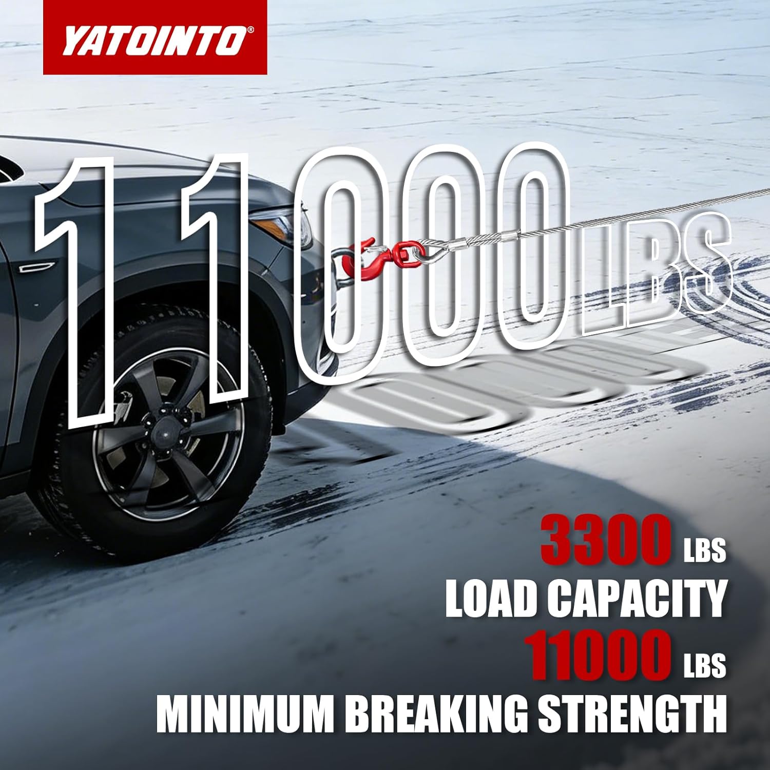 Galvanized Steel Winch Cable, 3/8" Towing Cable Heavy Duty, 10582LBS Breaking Strength, with Swivel Hook 1T and 2 Aluminum Rings, 6x19 Strand Core Steel Cable for Crane Tow Truck (50 FT) - Image 4