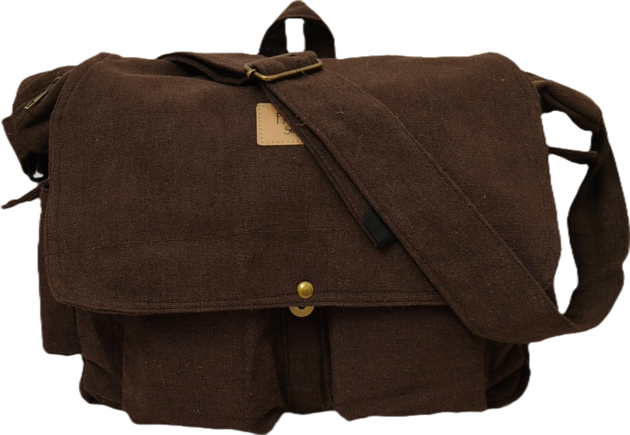 Generic PAPYRUS Rough Canvas Cotton Messenger Bag, Brown