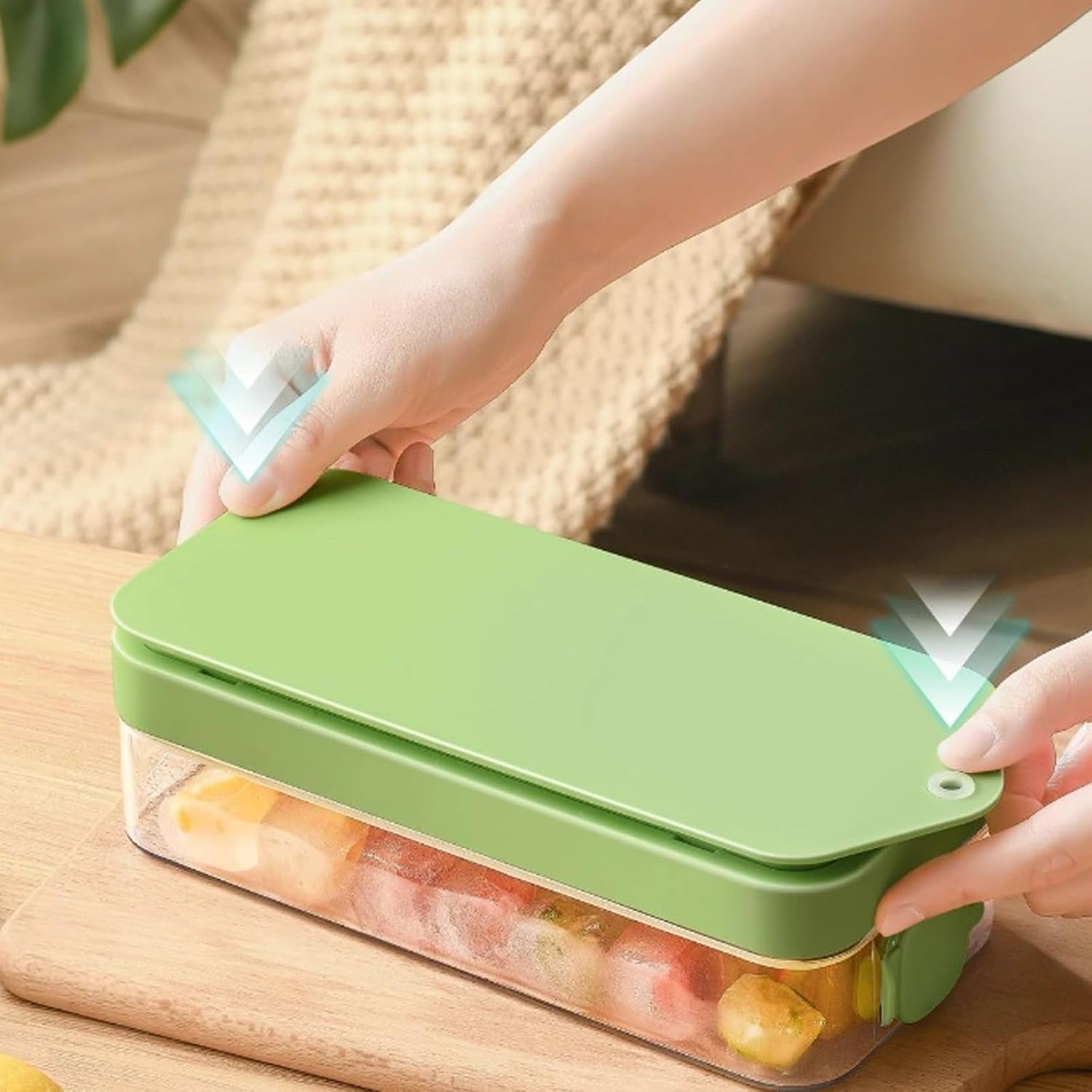 縦型アイストレー、簡単に取り出せるアイスキューブトレイ、蓋と収納ボックス付きシリコン製氷トレイ、蓋付きプレスタイプのシリコン製氷トレ