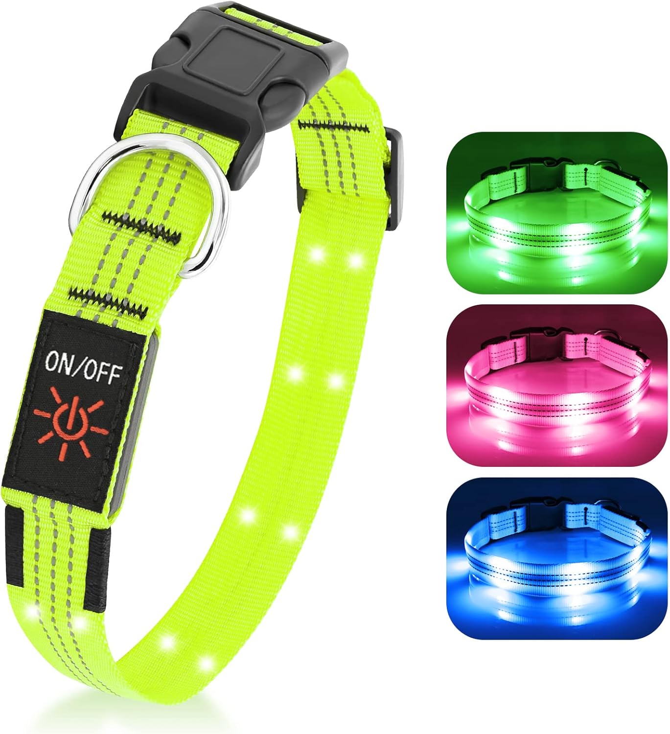 YFbrite Light up Dog Collars, LED Dog Collar USB Rechargeable