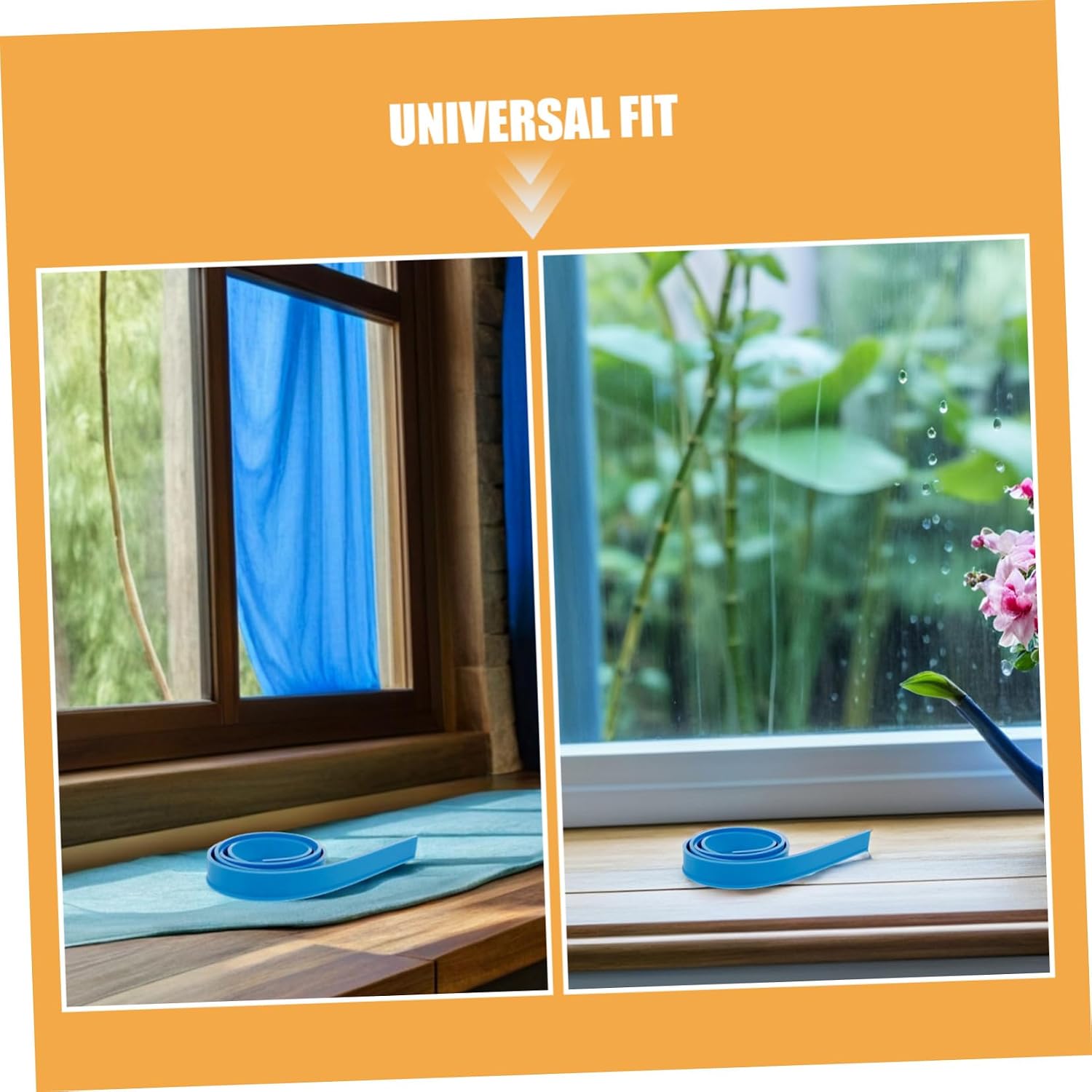 Alipis 2pcs Blue Silicone Replacement Squeegee Blades 105cm Stainless Steel Window Cleaning Scraper Strips for Shower Doors Glass Maintenance Tools