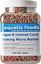 Aquatic Foods Inc. 3.5mm - 1/8" Micro Wafer Mix of Spirulina Algae & Intense Color Enhancing Sinking Micro Wafers for Catfish, Plecos, Bottom Fish, Shrimp, Crabs, All Tropical Fish..11oz Small Jar