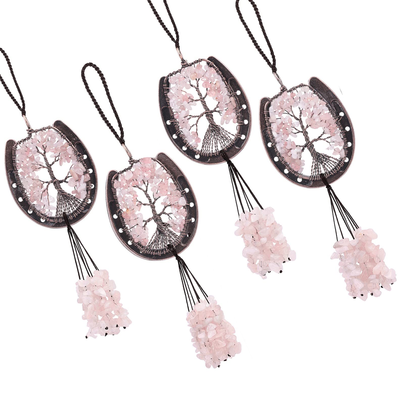 KYEYGWO Horseshoe Shape Crystal Tree of Life Hanging Ornament Reiki Chakra Stone Wall Hanger Decor for Home and Office 7 Chakra & Crystal Chip Stones Pendant - Image 3