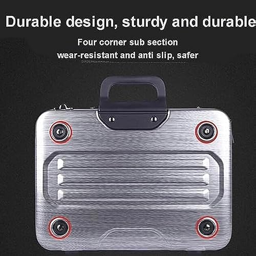 Miniatura 2 de Maletín de metal Tote Maletín de computadora Bolsa Negocio Slim Hombro Documentación Oficina Abogado Maletín (Color Plata)