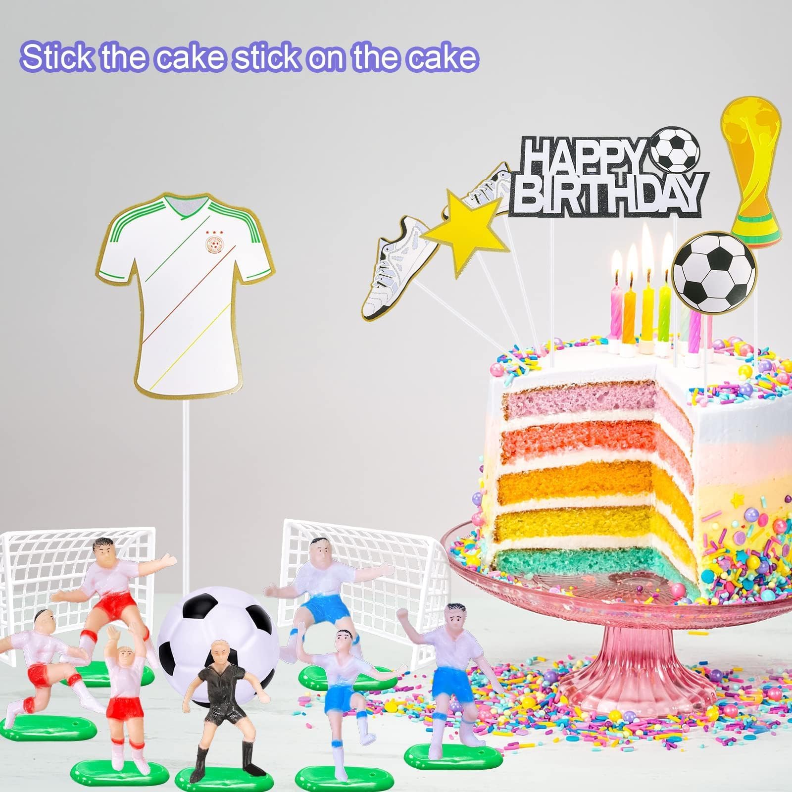 Fußball Torten-Deko Set – Mit Happy Birthday Banner, Auflegern & Einsätzen, Für Kindergeburtstag & Mottoparty