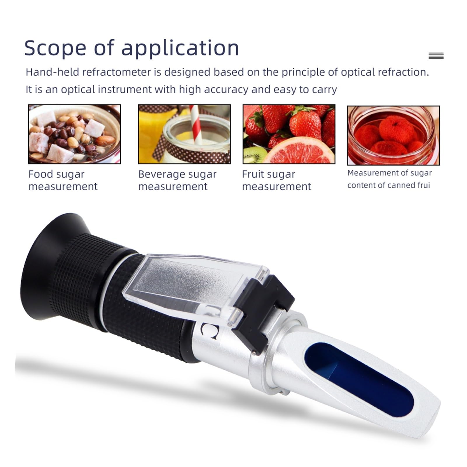 Refractómetro líquido, Refractómetro, 58-98% Medidor De Concentración ATC Portátil Azúcar para Apicultura Jugo Fruta Y Miel