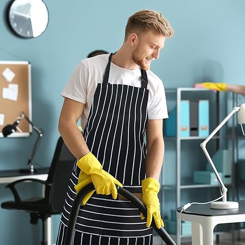 Miniatura 5 de Paquete de 2 Delantales - Unisex, Delantal Ajustable con Babero para Cocina, Delantal de Cocina, Delantales para Hombres y Mujeres con Bolsillos, 2